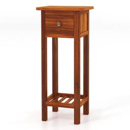 Kadyn - Nightstand,Coffee Side Table,2 Tier Slim Nightstand Bedside Table with Drawer Shelf - Brown