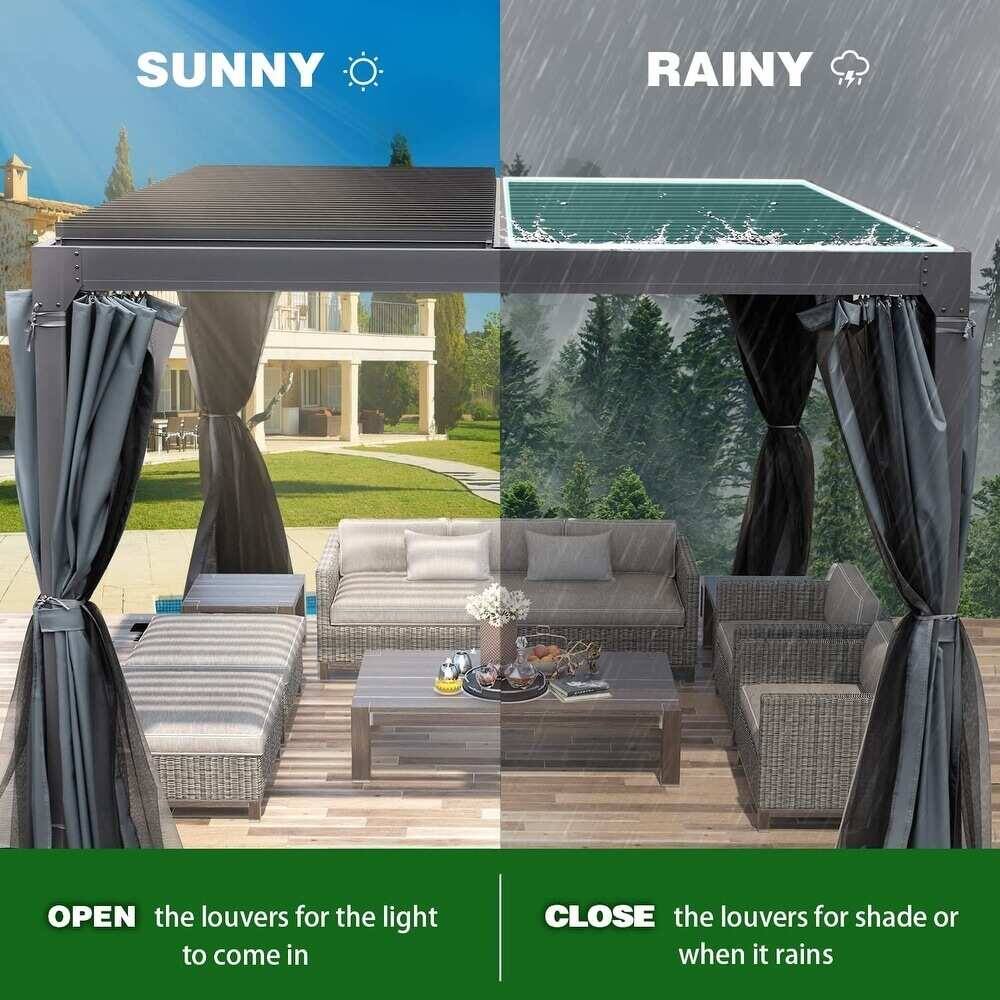 SUNNY - OPEN the louvers for the light to come in
RAINY - CLOSE the louvers for shade or when it rains