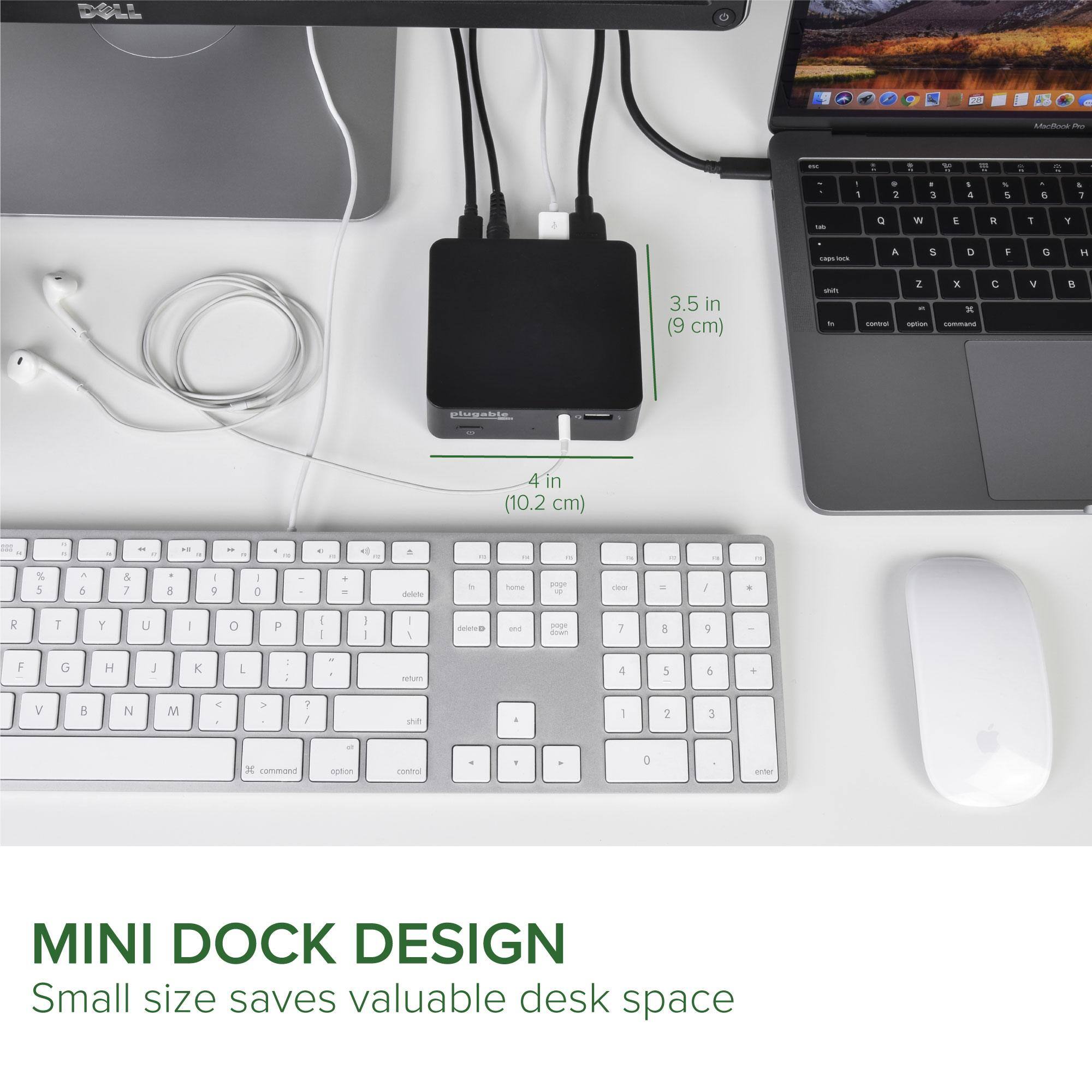 MINI DOCK DESIGN
Small size saves valuable desk space

3.5 in (9 cm)
4 in (10.2 cm)