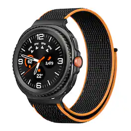 StrapsCo - Nylon Comfort Watch Band Strap For Samsung Galaxy Watch 8 - Black & Orange
