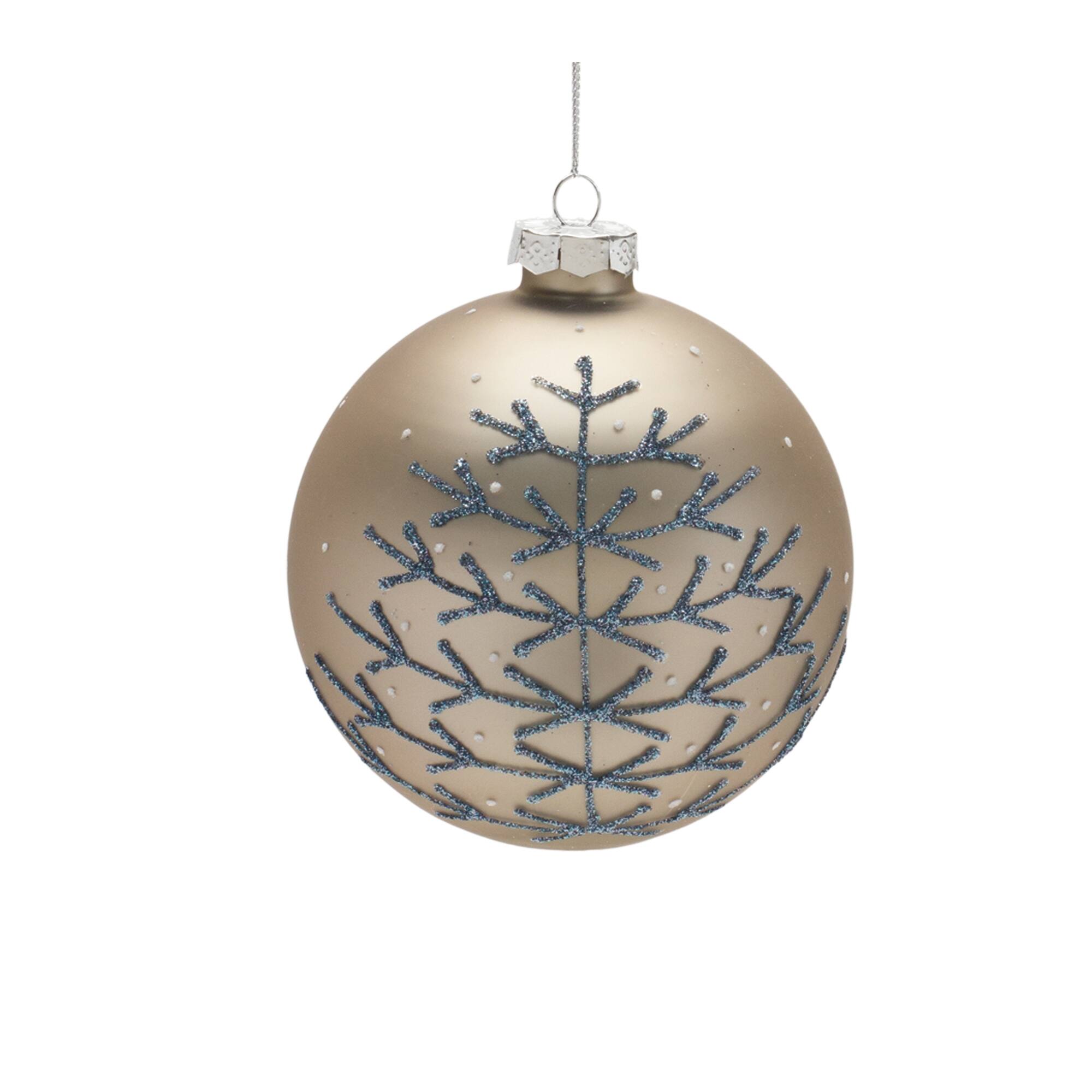 Left. BreeBe - Champagne Glittered Ball Ornament (Set of 6) - Silver, Blue.