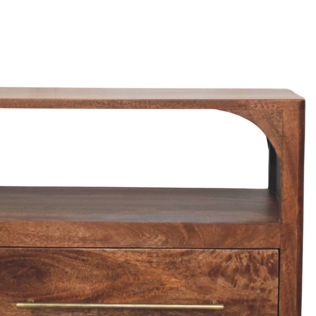 Back. Artisan Furniture - Artisan Furniture Solid Wood Arc-Line Media Console, 2 Drawers and 1 Shelf, Brown - Brown.