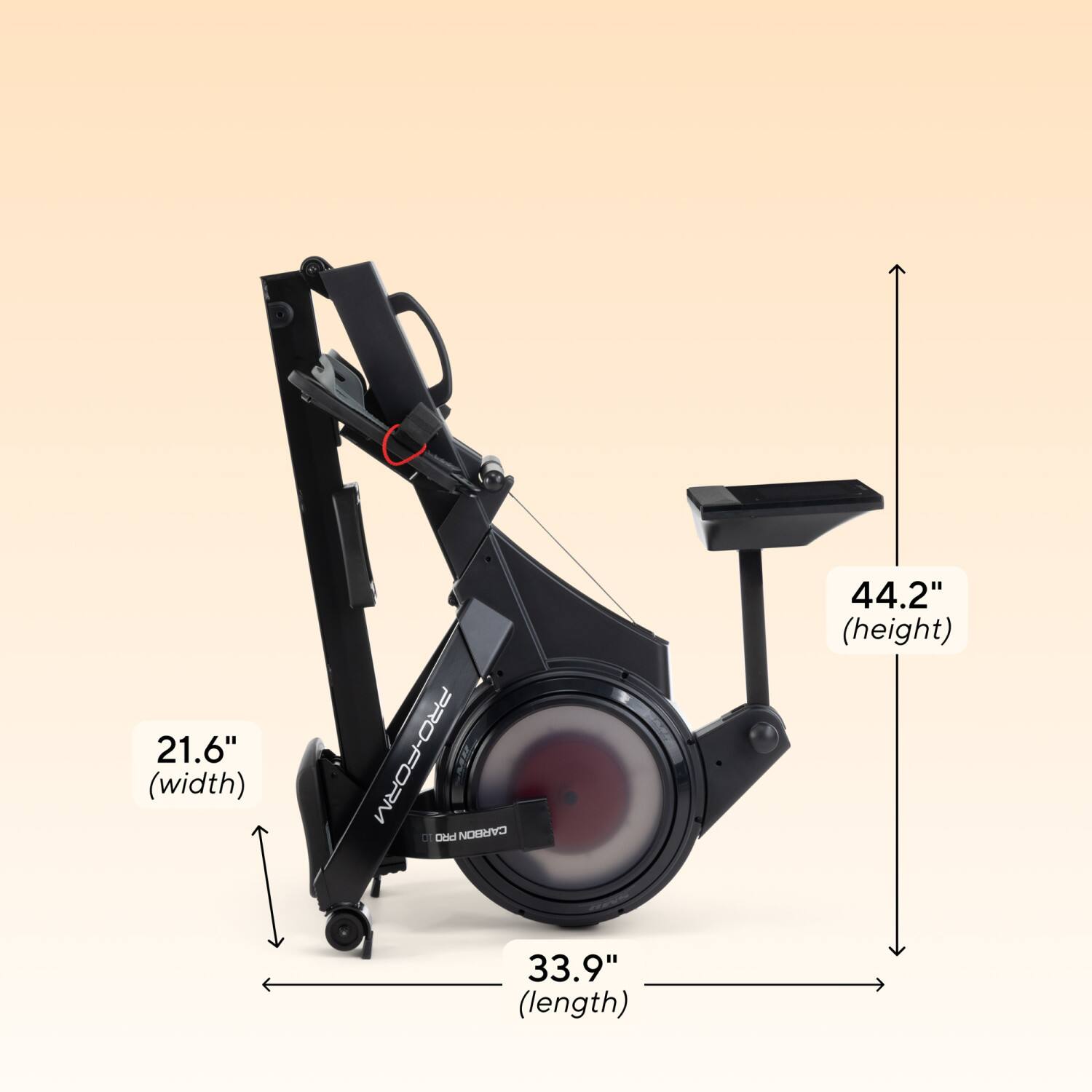 21.6" (width) PRO-FORM a 01Ddd CARDON 44.2" (height) 33.9" (length)
