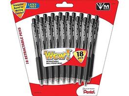 Pentel - WOW! Retractable Ballpoint Pens, Medium Point, 18 Pack - Black Ink