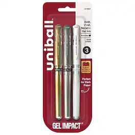uni-ball - Signo Gel Impact Retractable Gel Pen, Bold Point, 1.0mm, 3/Pack - Assorted Ink