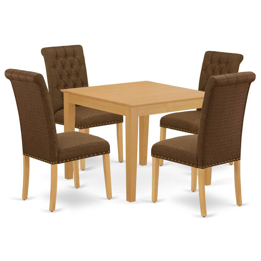 Back. East West Furniture - Dining Room Set Oak - Brown.