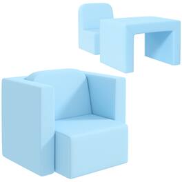 Qaba - 2-in-1 Multifunctional Kids Sofa Convertible Table and Chair Set for Boys Girls - Light Blue