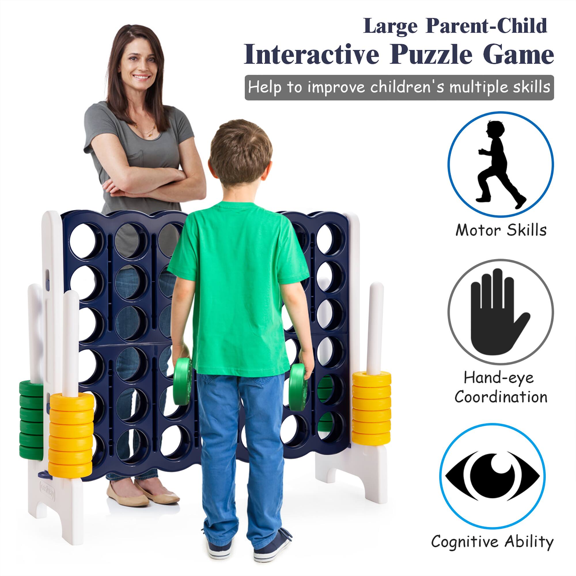 Large Parent-Child Interactive Puzzle Game
Help to improve children's multiple skills
Motor Skills
Hand-eye Coordination
Cognitive Ability