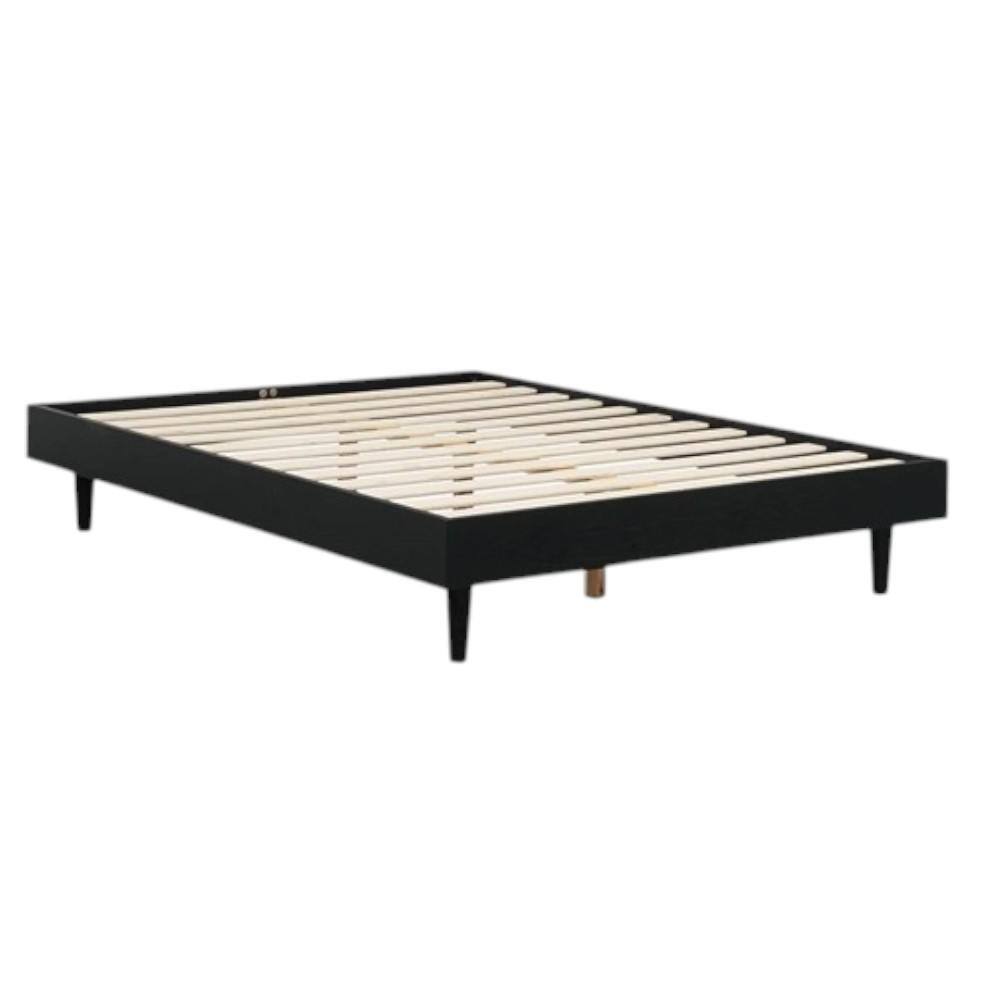 Hivvago - Full size Mid-Century Modern Platform Bed Frame Wood Finish - Black