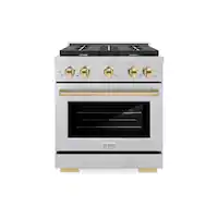 ZLINE - Autograph 30 in. Paramount Satin Steel Gas Range w/ 4 Burners & Gold Accents (SGRSZ-30-G) - Stainless Steel - Front_Zoom