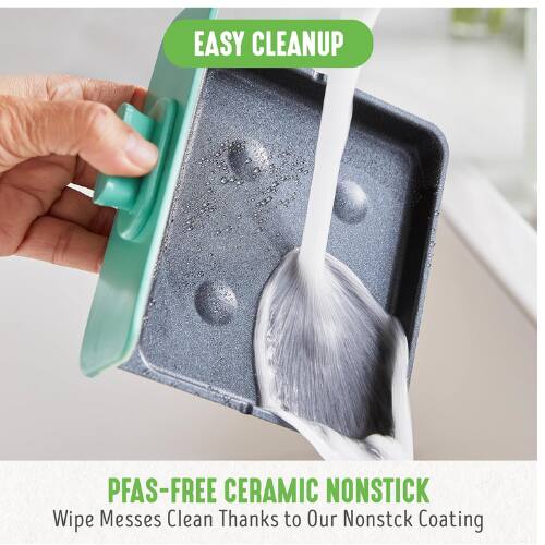 EASY CLEANUP

PFAS-FREE CERAMIC NONSTICK

Wipe Messes Clean Thanks to Our Nonstick Coating