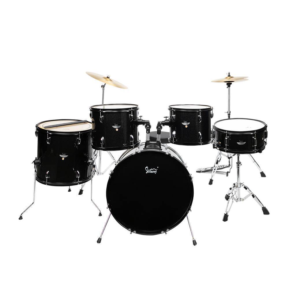 Angle. Winado - Adult 5-Piece Drum Set, 22 Inches Complete Full Size Kit with Bass, Toms, Snare, Floor, Adjustable Throne, Stands.