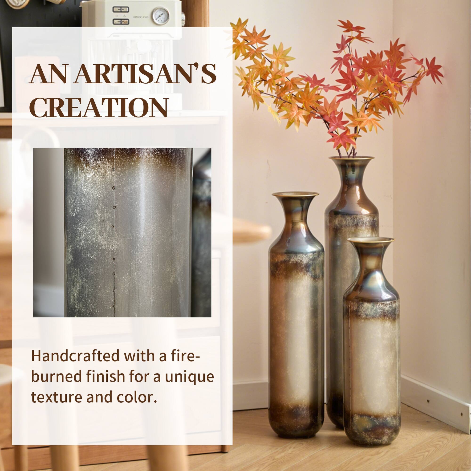 AN ARTISAN'S CREATION

Handcrafted with a fire-burned finish for a unique texture and color.