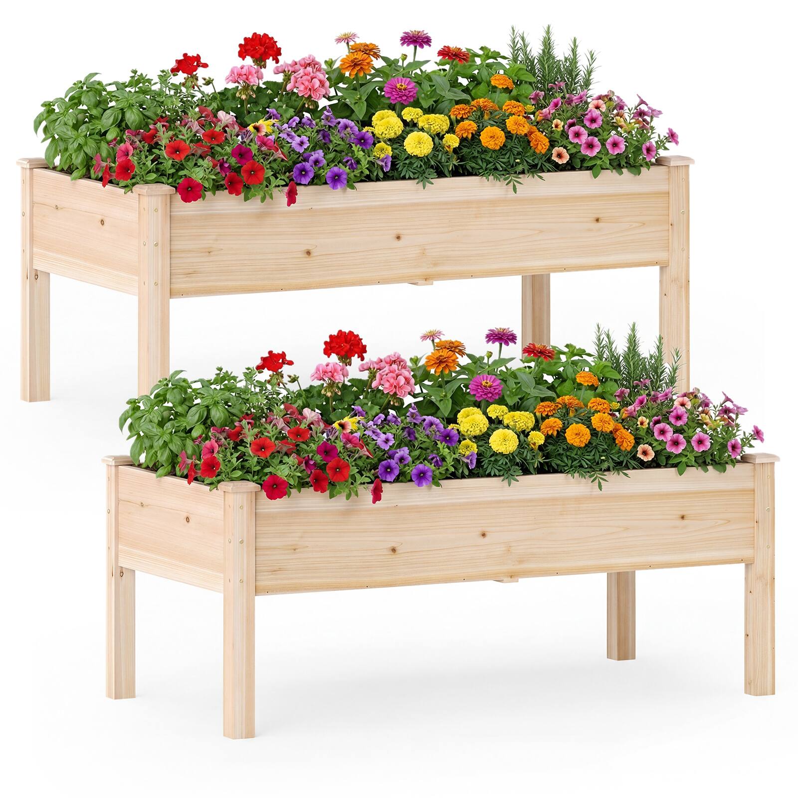 Alt View 9. Gymax - Gymax 2PCS 48'' x 24'' x 19''  Wooden Raised Garden Bed w/Legs for Vegetables Flowers - Yellow.