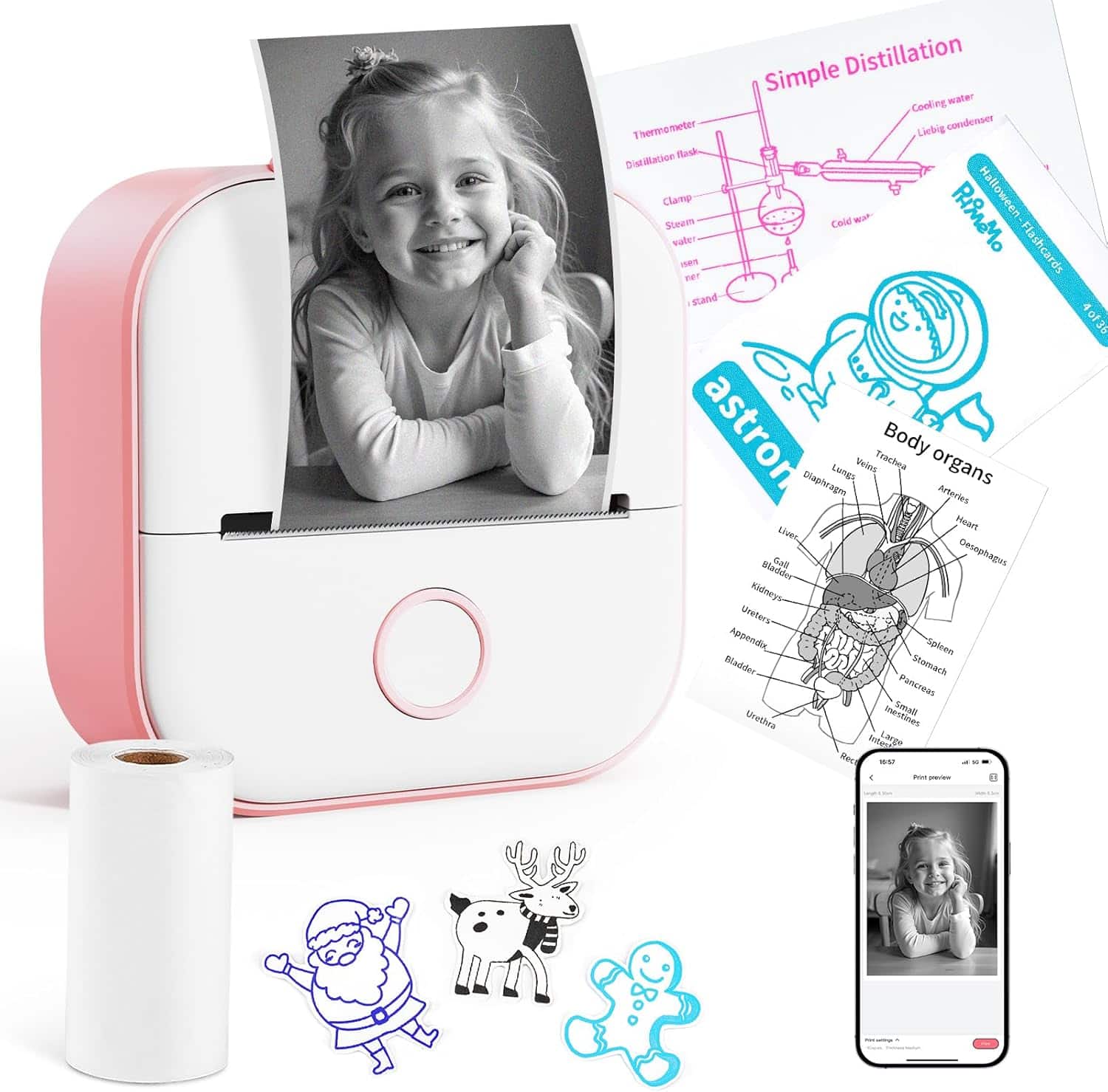 Phomemo - T02 Portable Mini Sticker Maker for Study Notes, Photos, DIY, Bullet Journal - Pink price history on PriceWatchPro