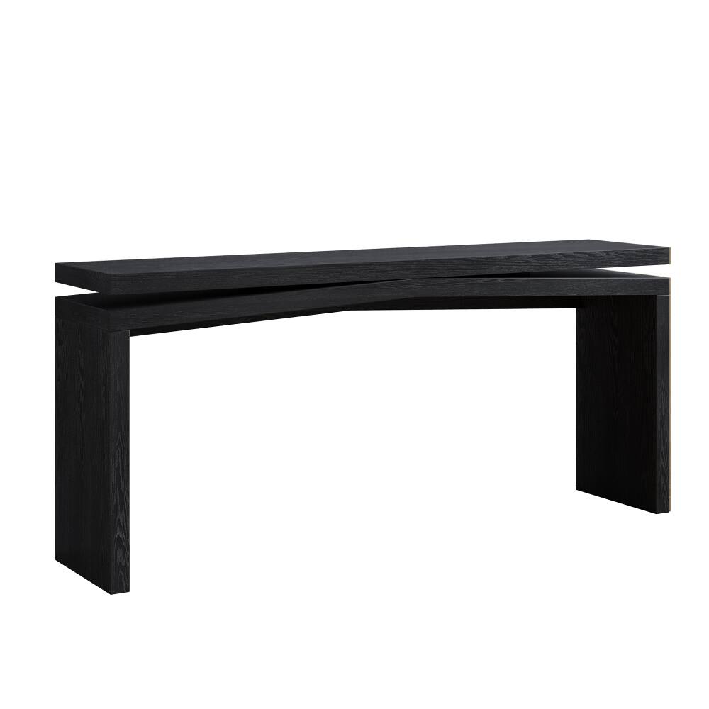 Alt View 6. Loheer - Loheer 65 Inch Rustic Console Table, Long Farmhouse Entryway Table with Sled Base, Black - Black.