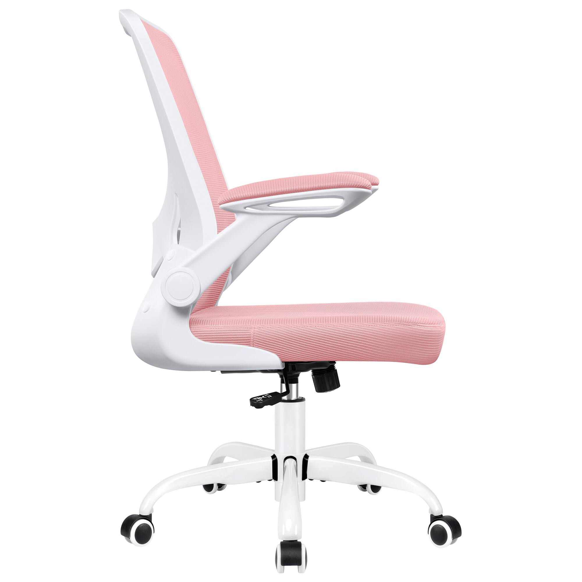 Left. Brick Attic - 300LBS Ergonomic Adjustable Height Office Chair, Breathable Mesh Desk Chair with Lumbar Support and Flip-up Arms - Pink.