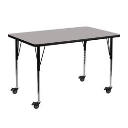 Flash Furniture - Wren Mobile 24''W x 48''L Rectangular Grey HP Laminate Activity Table - Standard Height Adjustable Legs - Gray