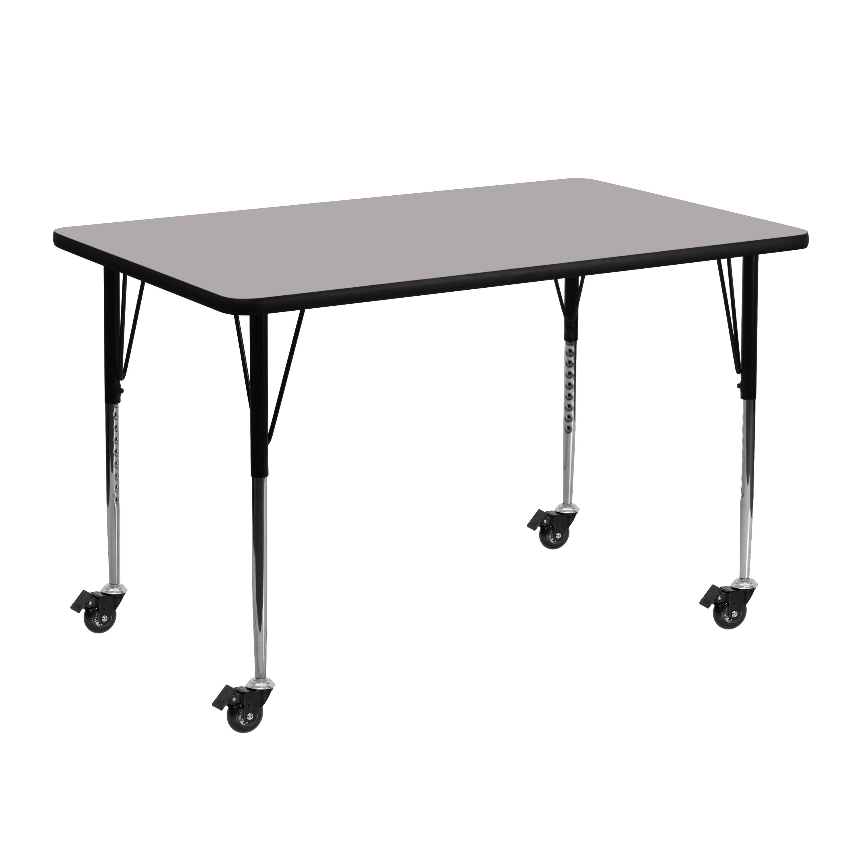 Front. Emma + Oliver - Mobile 24x48 Rectangle HP Laminate Adjustable Activity Table - Gray.