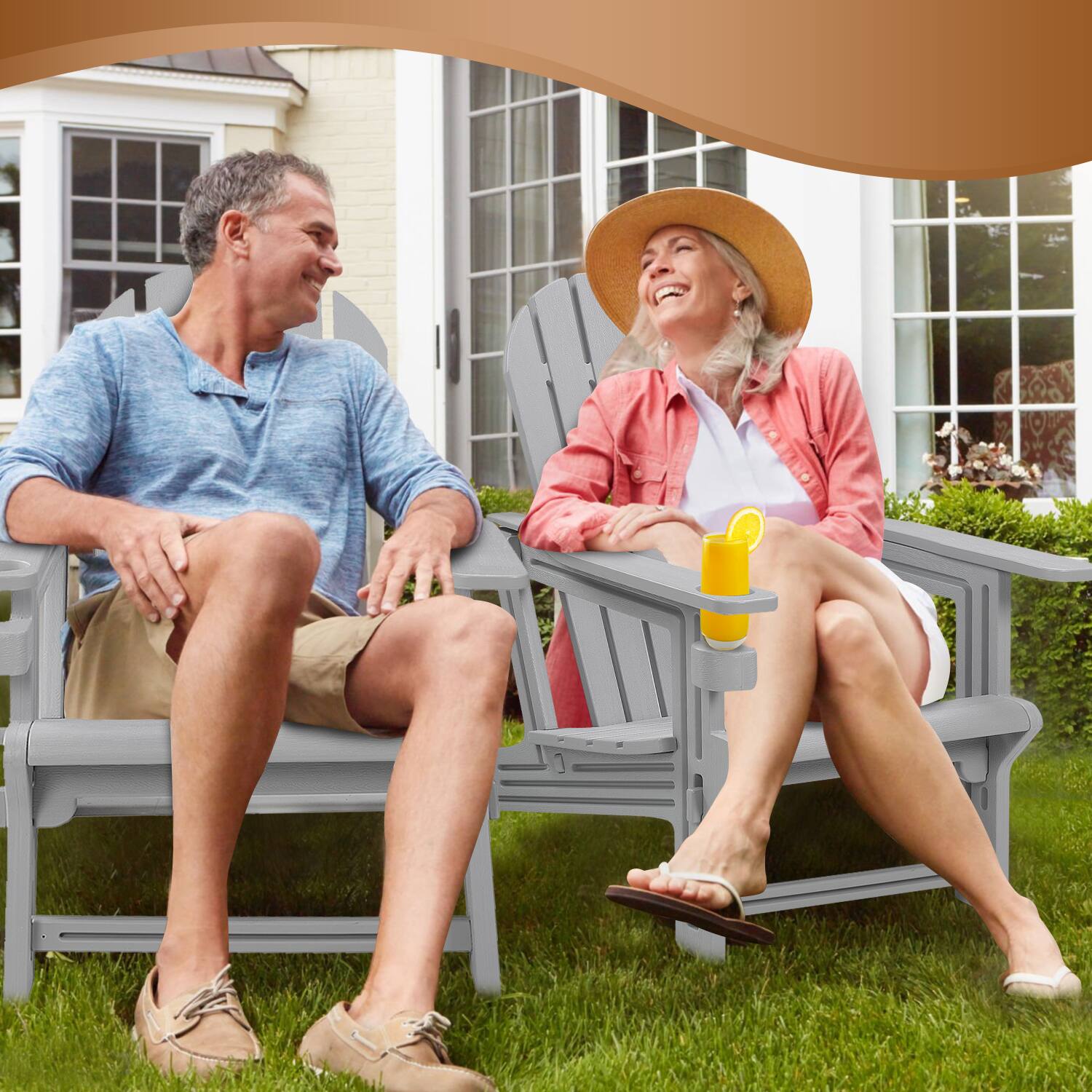 Alt View 4. Balkene Home - Adirondack Chair - HDPE Weather Resistant - Grey.