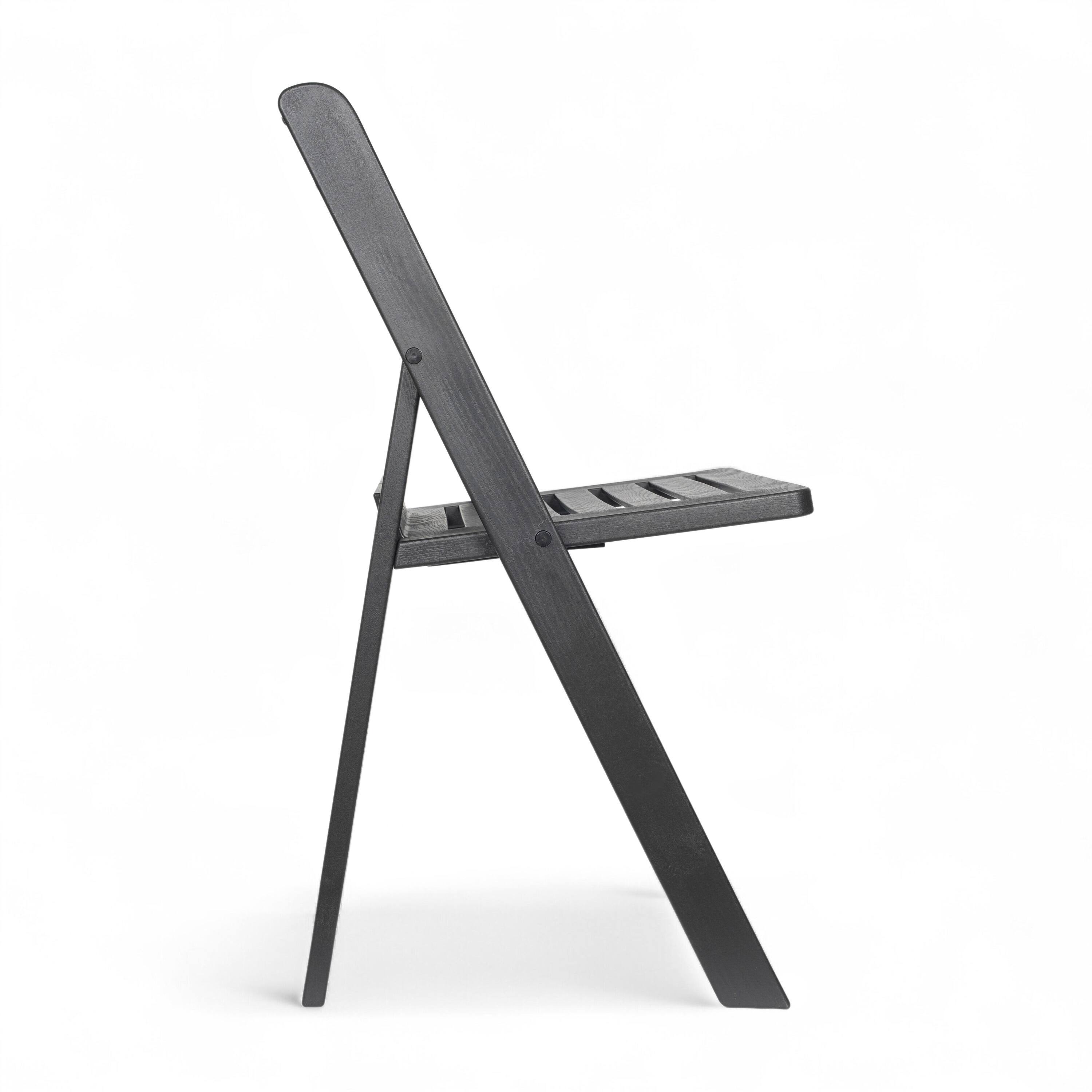Left. Flash Furniture - HERCULES Commercial Black Indoor/Outdoor Lightweight Wood Look Resin Folding Event Chair with Slatted Seat - Black.