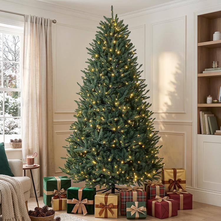 Alt View 2. PULUZ - 9ft Pre-Lit Artificial Christmas Tree Foldable Metal Stand - Green.