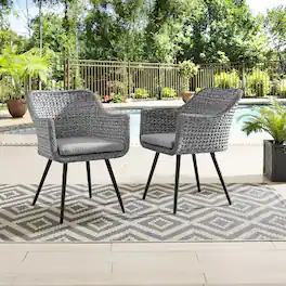 Endeavor Outdoor Patio Wicker Rattan Dining Armchair Set of 2 by Modway - Gray Gray