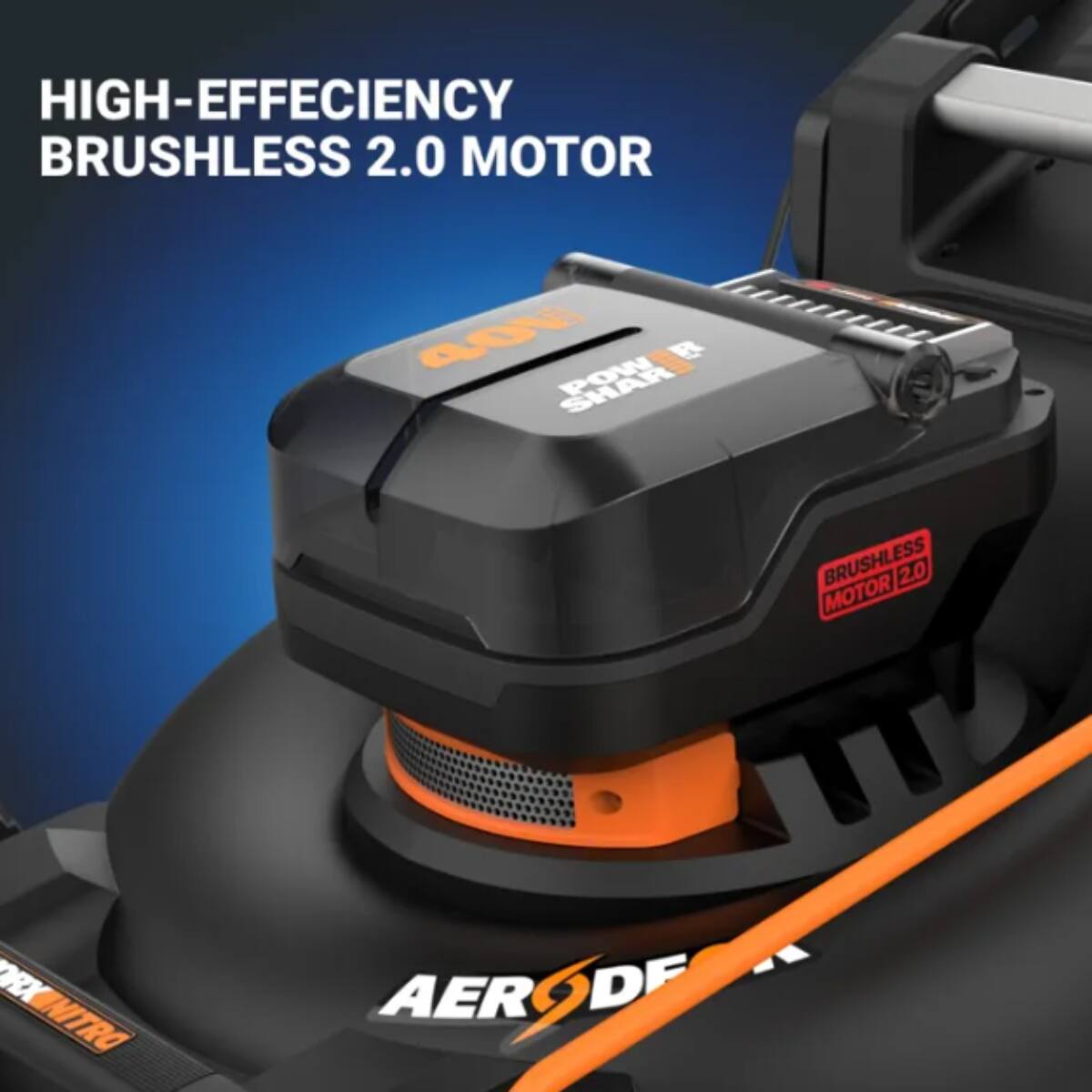 The text on the image reads "High-Efficiency Brushless 2.0 Motor."