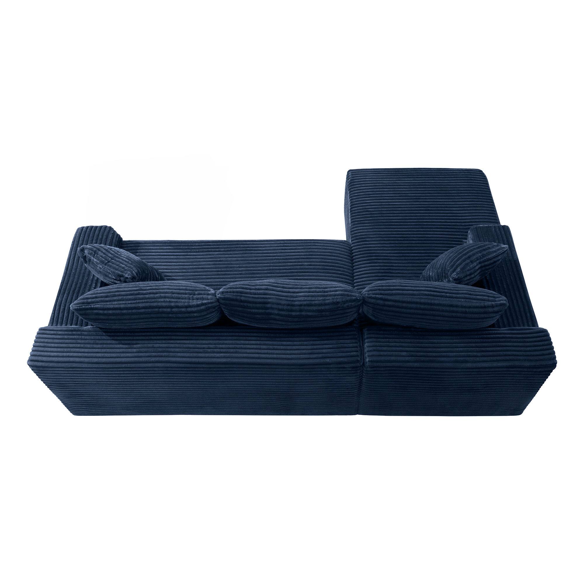 Alt View 5. Boyel Living - 106.3-Inch Corduroy Modular L-Shaped Cloud Sectional Sofa with Chaise - Blue.