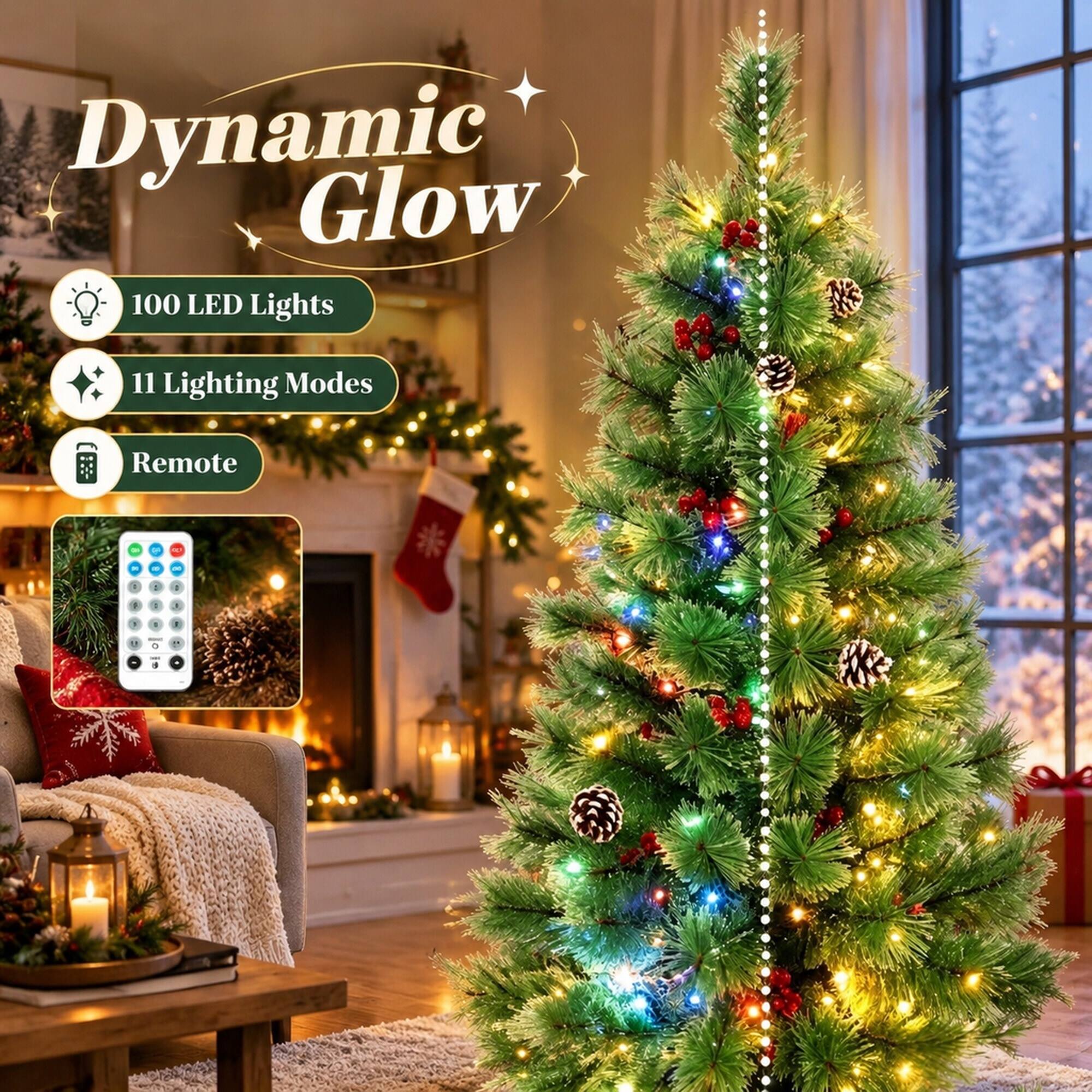 Dynamic Glow 100 LED Lights  
11 Lighting Modes  
Remote  
3g