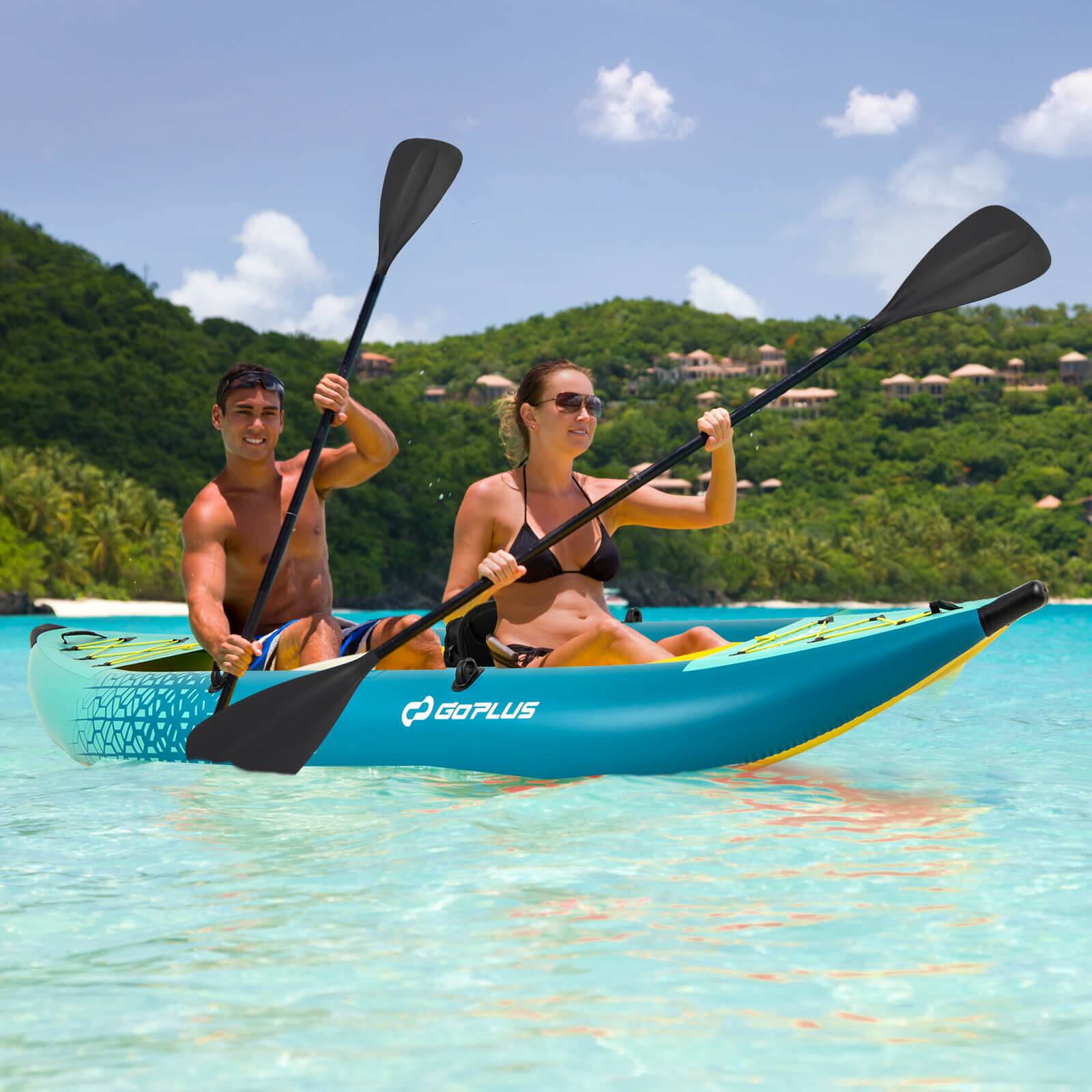 Alt View 3. Costway - Costway Inflatable Kayak Set Portable 2-person Kayak with Aluminium Oars EVA Padded Seat - Turquoise.