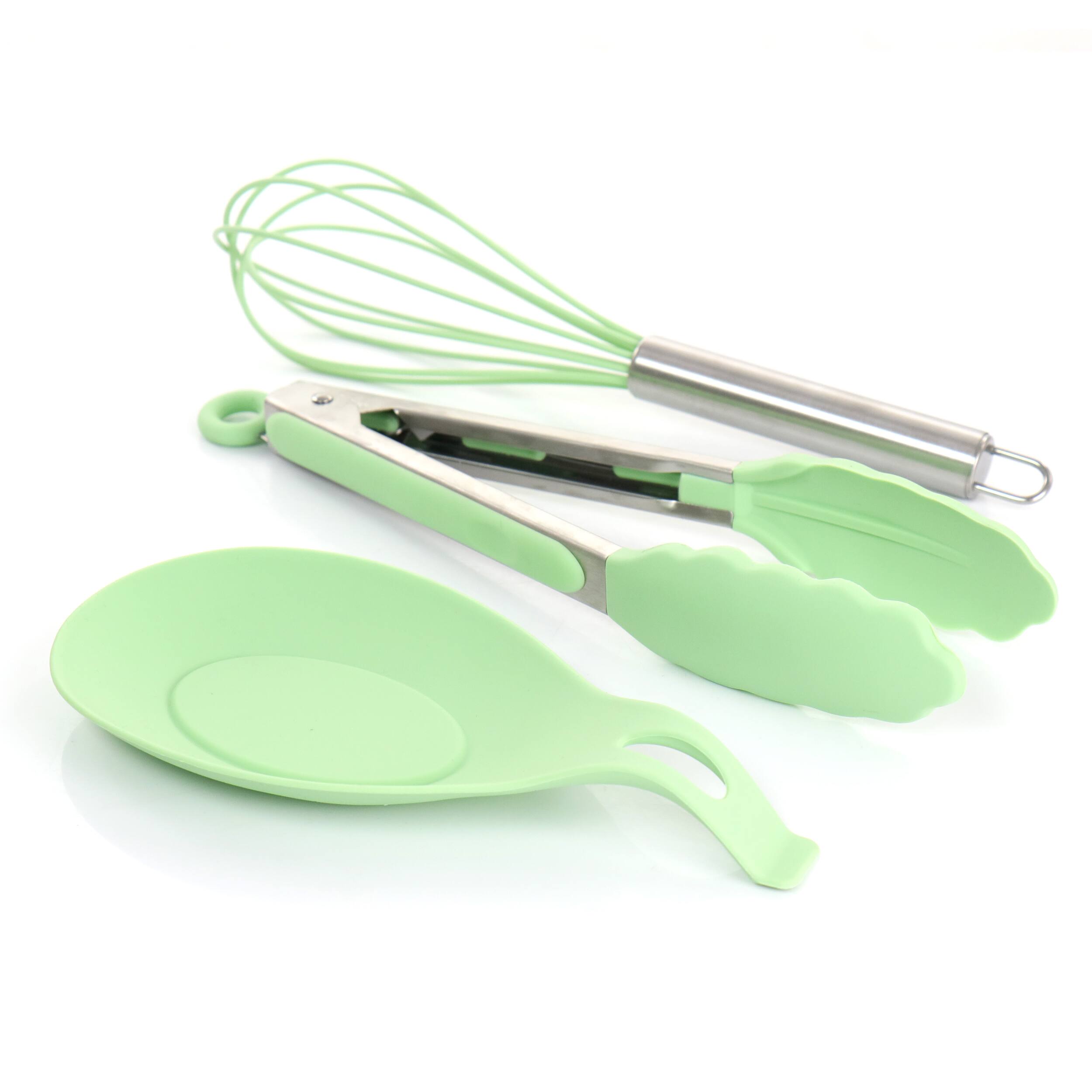Alt View 2. MegaChef - MegaChef Mint Green Silicone Cooking Utensils, Set of 12 - Mint Green.