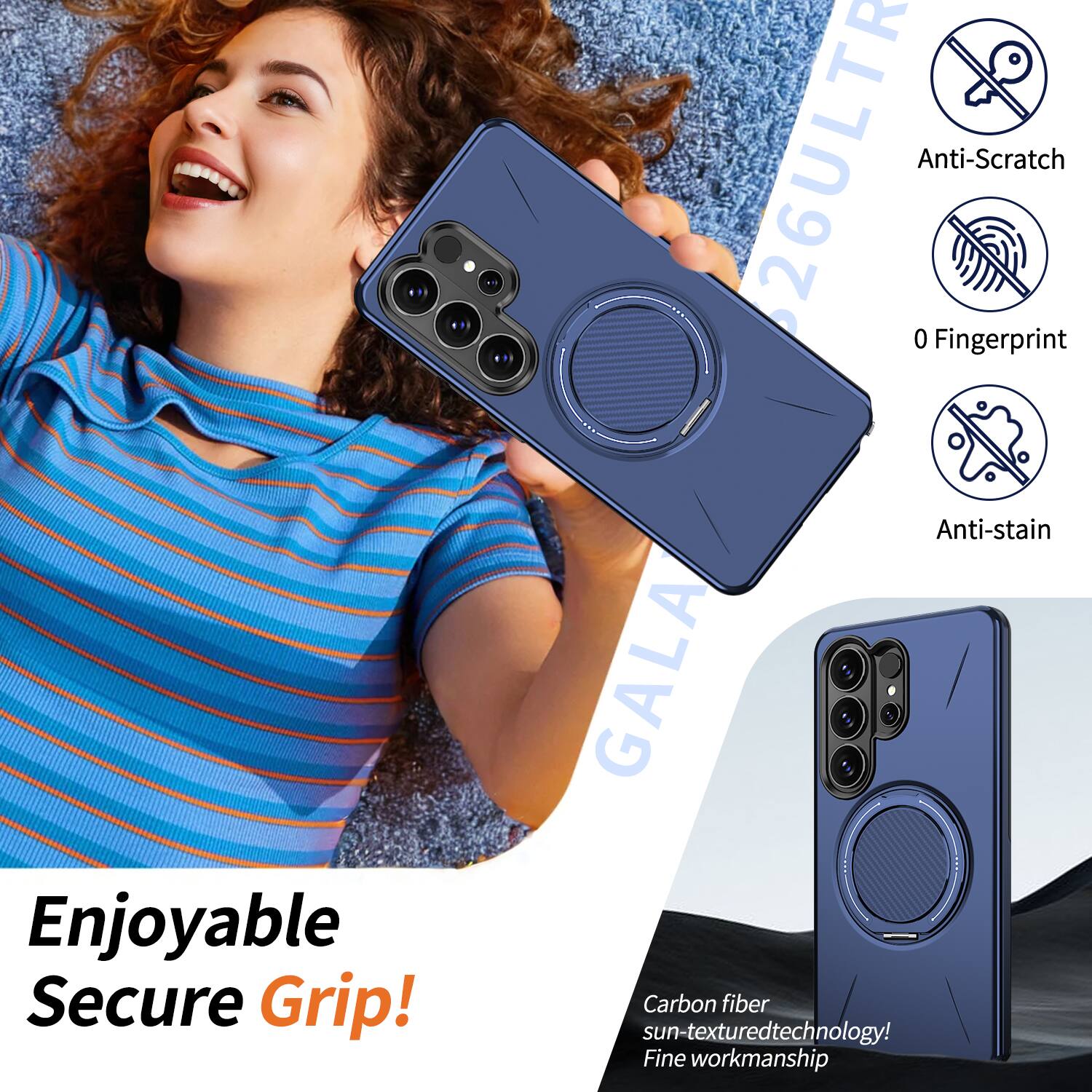 Enjoyable Secure Grip!  
26ULTR Anti-Scratch  
0 Fingerprint  
Anti-stain  
GALA Carbon fiber sun-textured technology!  
Fine workmanship