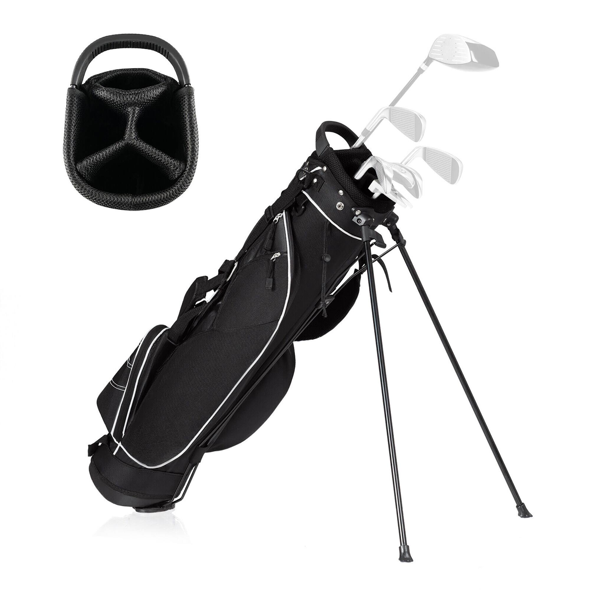 Front. Gymax - Gymax Black Golf Stand Cart Bag Club with Carry Organizer Pockets - Black.