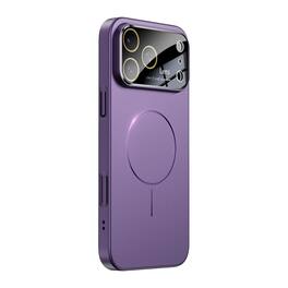 Dteck - Magnetic Plating Case for iPhone 17 Pro with Glass Camera Lens Protector Large Window Logo View Slim Matte Cover - Purple