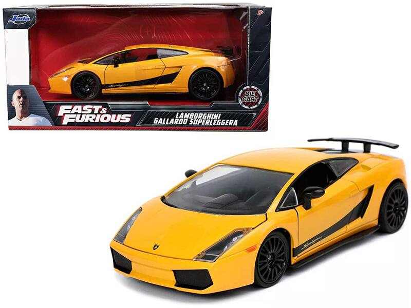Lamborghini Gallardo Superleggera Stripes "Fast & Furious" Movie 1/24 Diecast Model Car by Jada - Yellow With Black