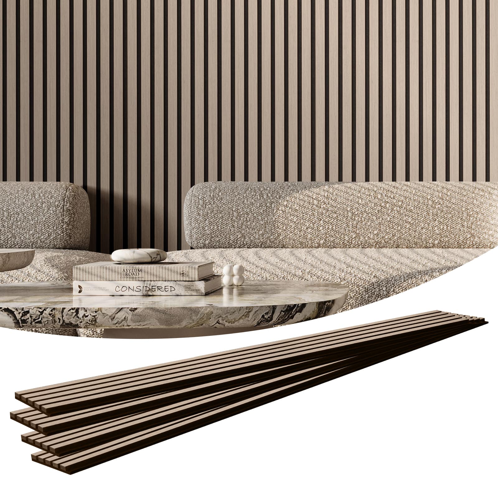 VEVOR - Wood Slat Acoustic Panels, 7.9 x 94.5 inch,MDF Accent Wooden Wall Panels for Modern Interior Wall Decor, Faux Wood Wall - Silverwood