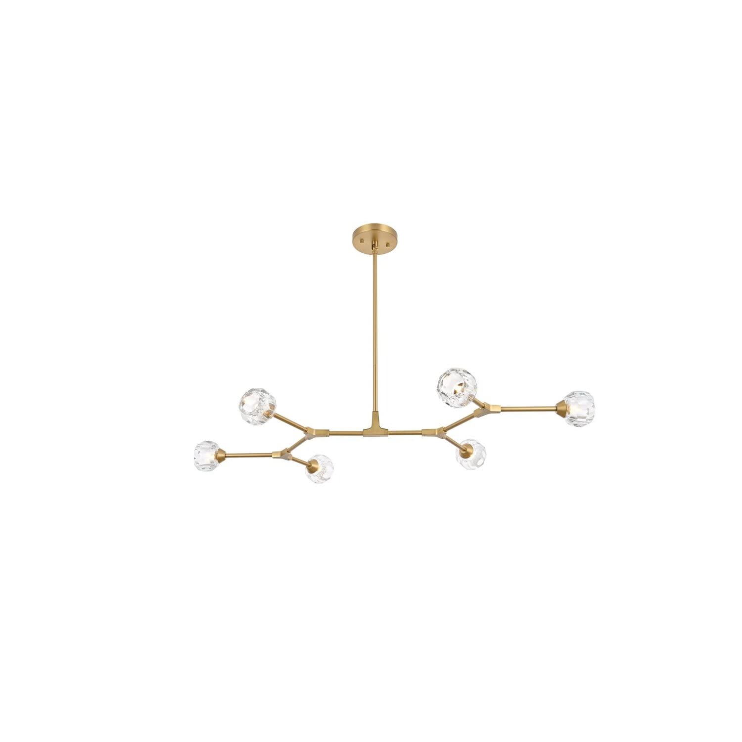 Front. Elegant Lighting - Zayne 6 Light Pendant in Gold - Gold And Clear.