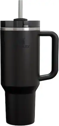 Front. Stanley - STANLEY Quencher H2.0 Tumbler with Handle and Straw 40 oz - Black.