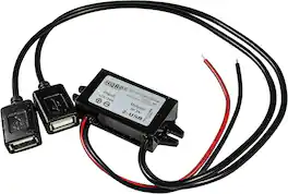 HQRP - 12/24V to 5V DC-DC Converter 3A 15W Waterproof Voltage Regulator w/ 2 USB-A Ports - Black