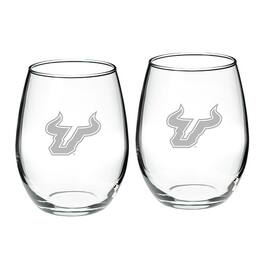 Jardine - South Florida Bulls 2-Piece 21oz. Stemless Wine Glass Set - Multicolor