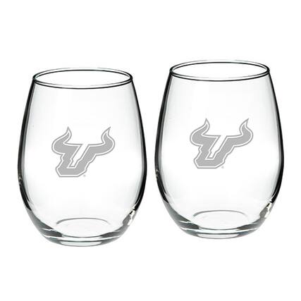 Front. Jardine - South Florida Bulls 2-Piece 21oz. Stemless Wine Glass Set - Multicolor.