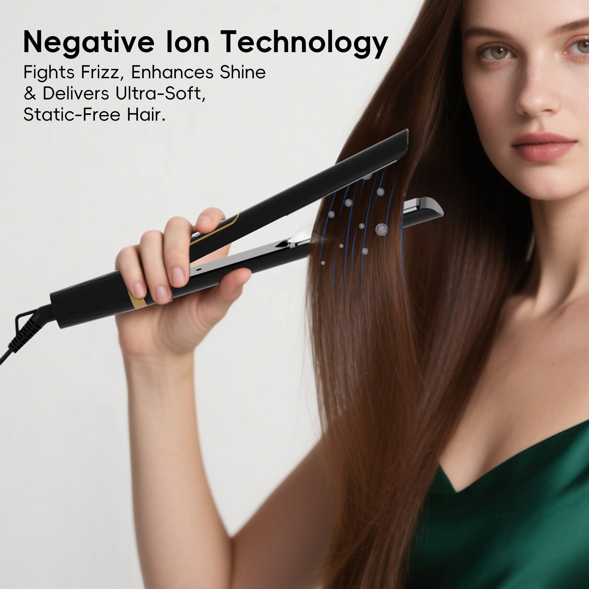 NICEBAY Hair Straightener Flat Iron, Titanium Hair Curler Iron