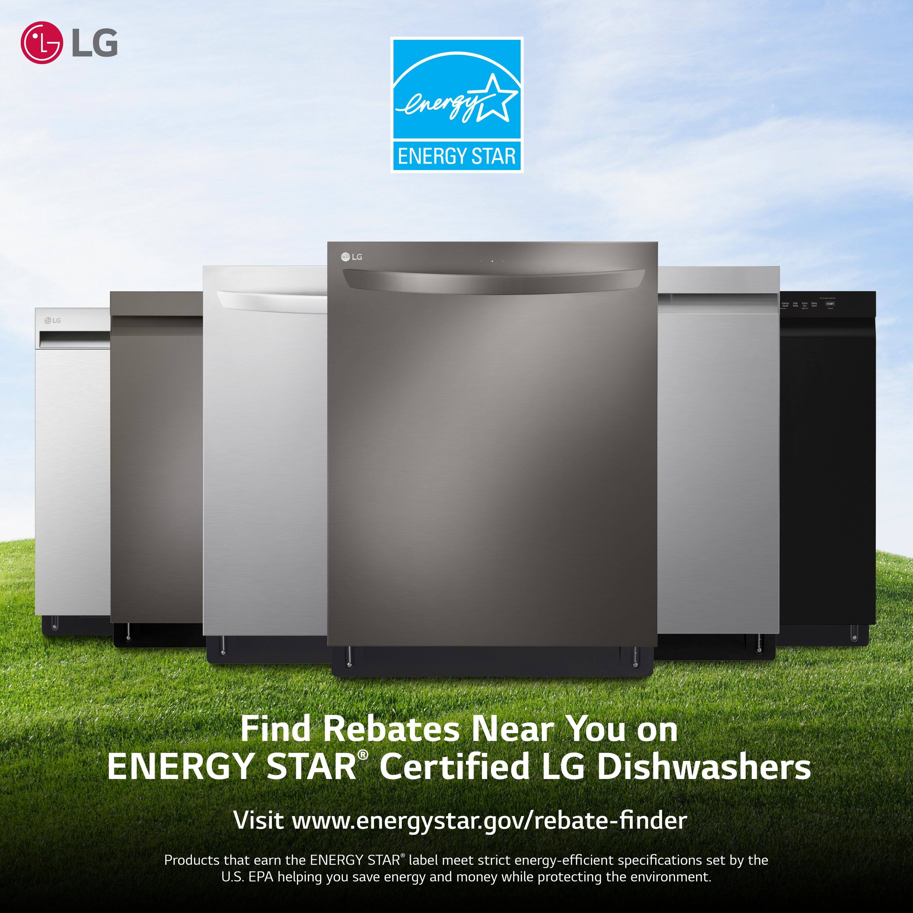 LG Energy Star - Find Rebates Near You on ENERGY STAR Certified LG Dishwashers. Visit [www.energystar.gov/rebate-finder](http://www.energystar.gov/rebate-finder). Products that earn the ENERGY STAR label meet strict energy-efficient specifications set by the U.S. EPA, helping you save energy and money while protecting the environment.