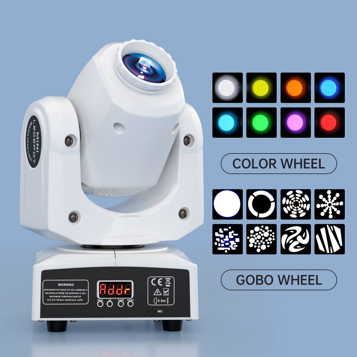 Adeino i Min As Dspot w Color Wheel Warning .... Ne. Otaace - - - Cs LeaN. - 8888 - Smie ecocioes Tms .....O. J.d..c. Ie'% Ce B Sm Gobo Wheel