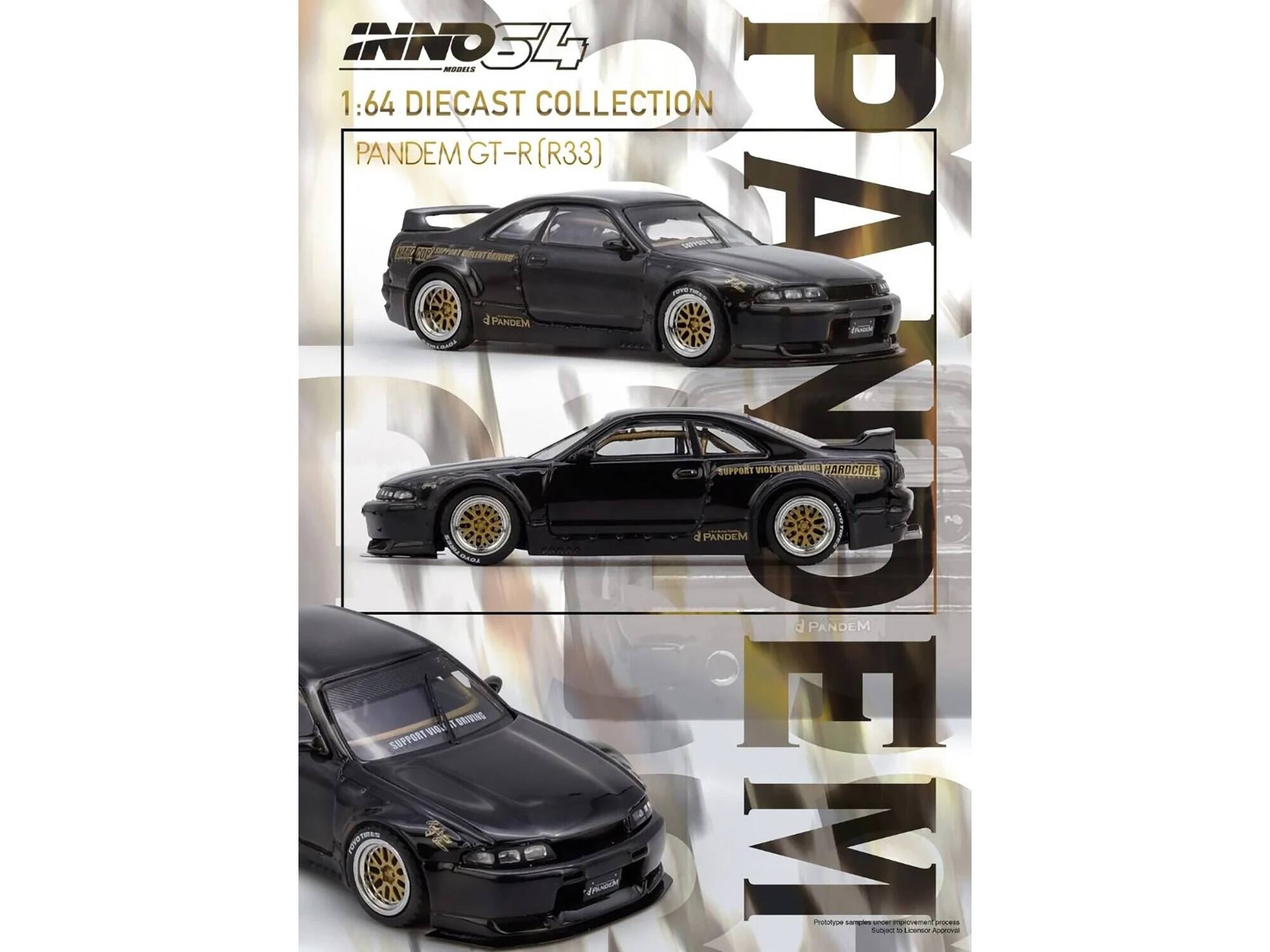 INNO S4 MOREIS 1:64 DIECAST COLLECTION P PANDEM GT-R (R33) T d PANDEM Modie TA SUPPORT O0T V CRODAGA a BEIVING nora d PANDEM SPPORT EM PANDEM moliNt AINING d PANDEM HARDCORE Pototyoe - - inem COL Stor 1 nw