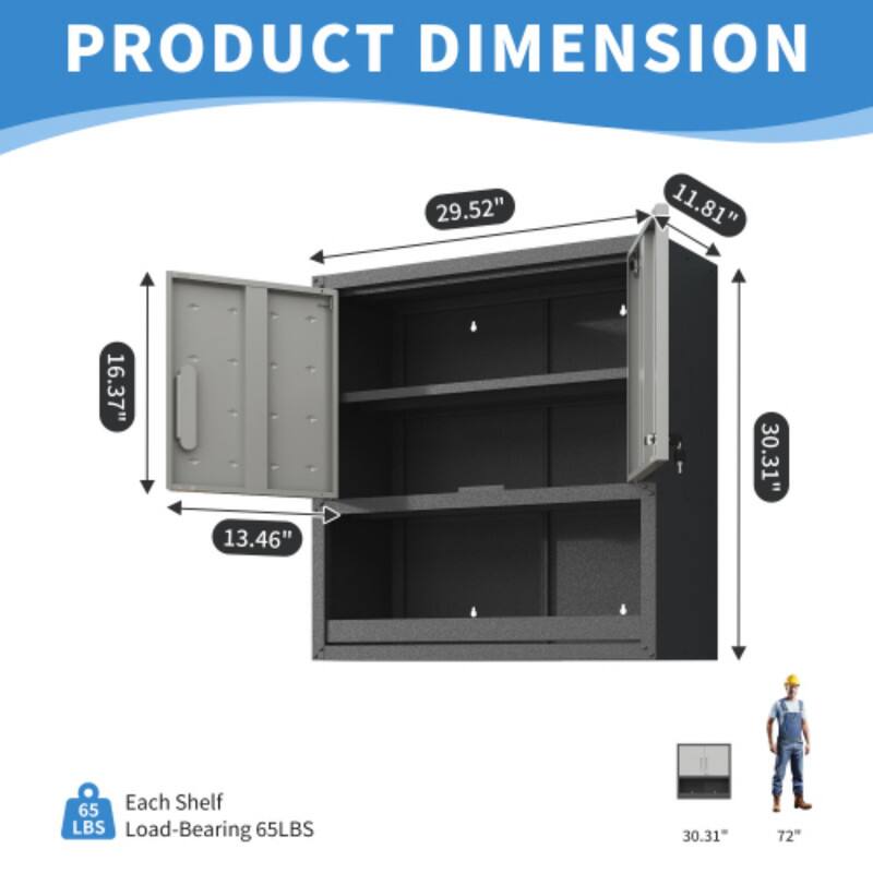 PRODUCT DIMENSION  
29.52" x 11.81" x 16.37" x 13.46" x 30.31" x 72"  
Each Shelf Load-Bearing 65LBS