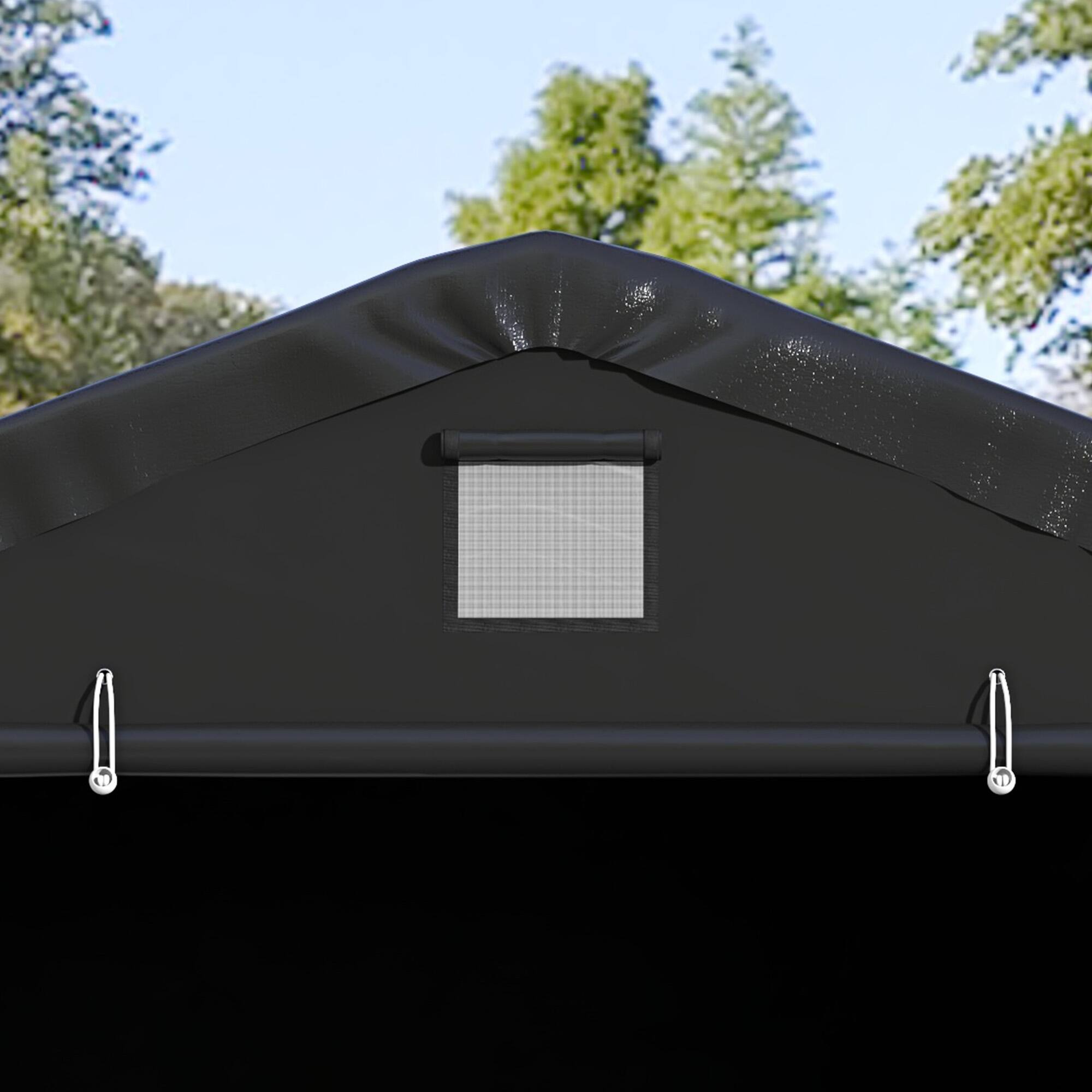 Alt View 8. Outsunny - 12' x 20' Heavy Duty Carport, Portable Garage Canopy Tent with 2 Ventilation Windows and Large Door, for Car - Black.