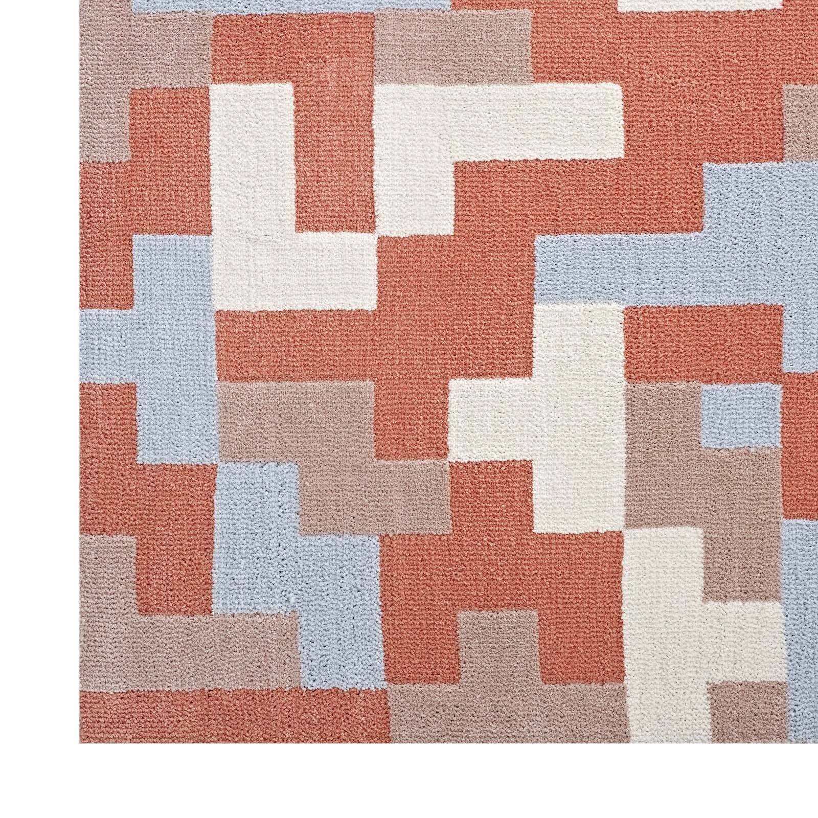 Alt View 1. Modway - Andela Interlocking Block Mosaic Area Rug - Multicolored Coral and Light Blue.