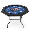 Front. Costway - Costway 48" Foldable Poker Table for 8 Players Portable Blackjack Texas Hold’em Table - Blue.